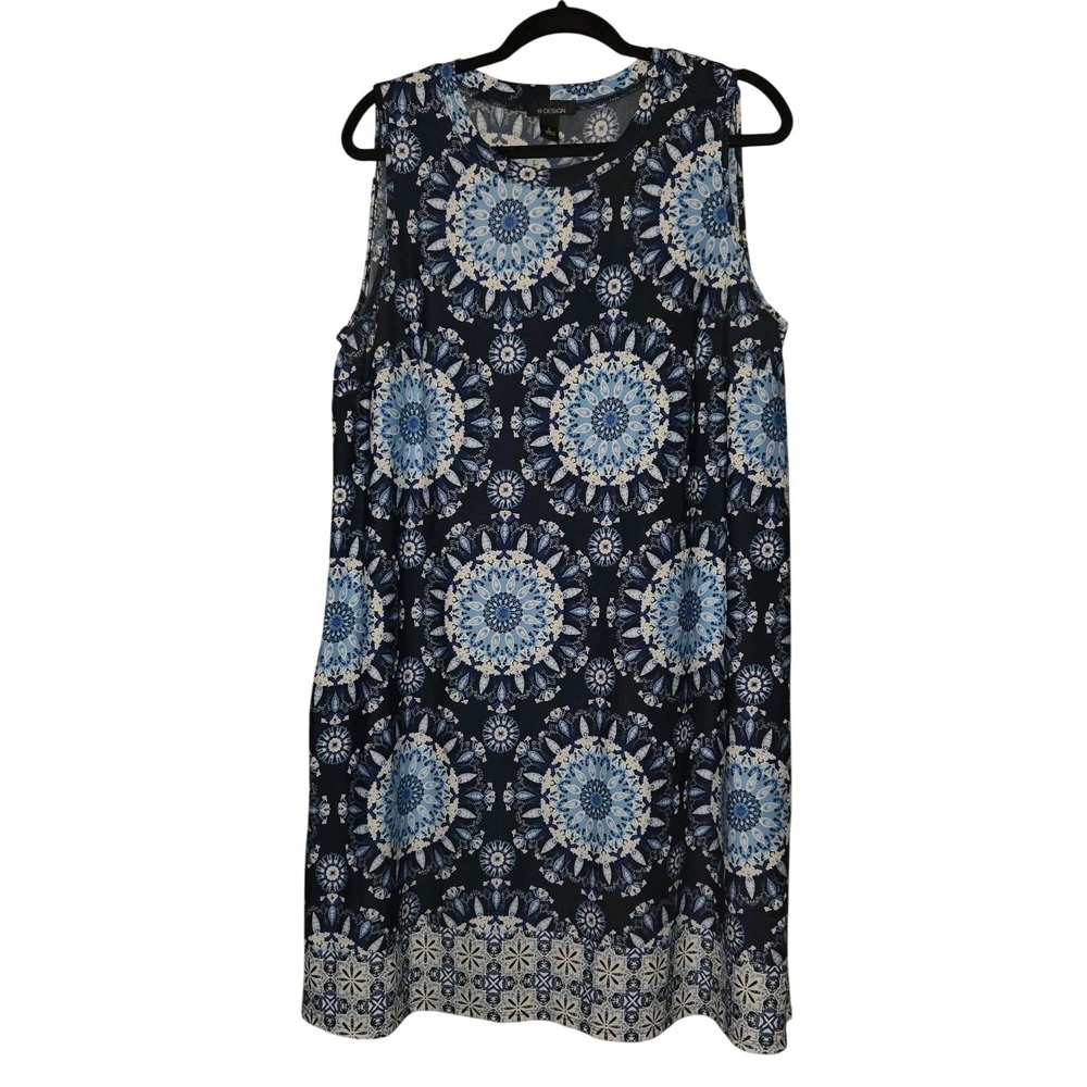 B Design Printed Sheath Dress Women's Large Sleeveless Sundress Comfort Stretch